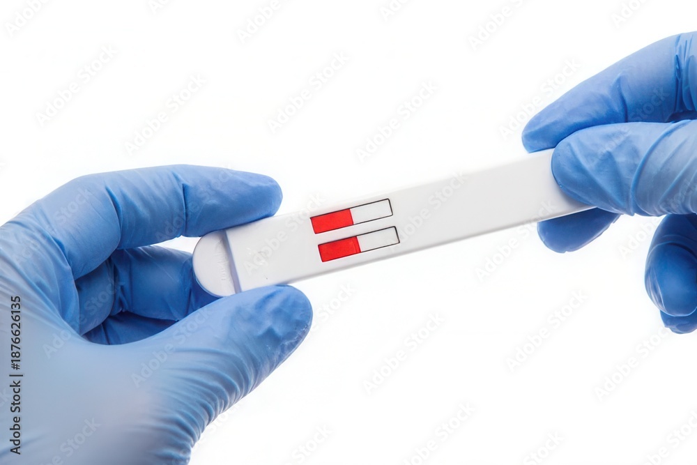 Obraz premium Hands holding a test showing two positive results for a health condition