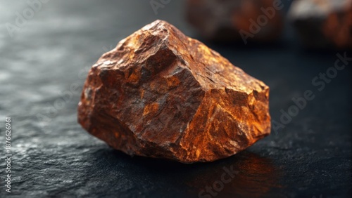 Raw Earth Minerals Shot on Dark Stone Surface with Natural Light