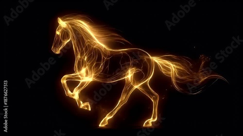 Chinese lunar new year holiday celebration. Spring festival tradition. Chunjie. Asia. fire horse digital art video stock.