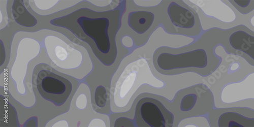 Abstract topographic contour map pattern with varying shades of gray and subtle purple outlines creating a visually dynamic and organic texture for backgrounds and design elements