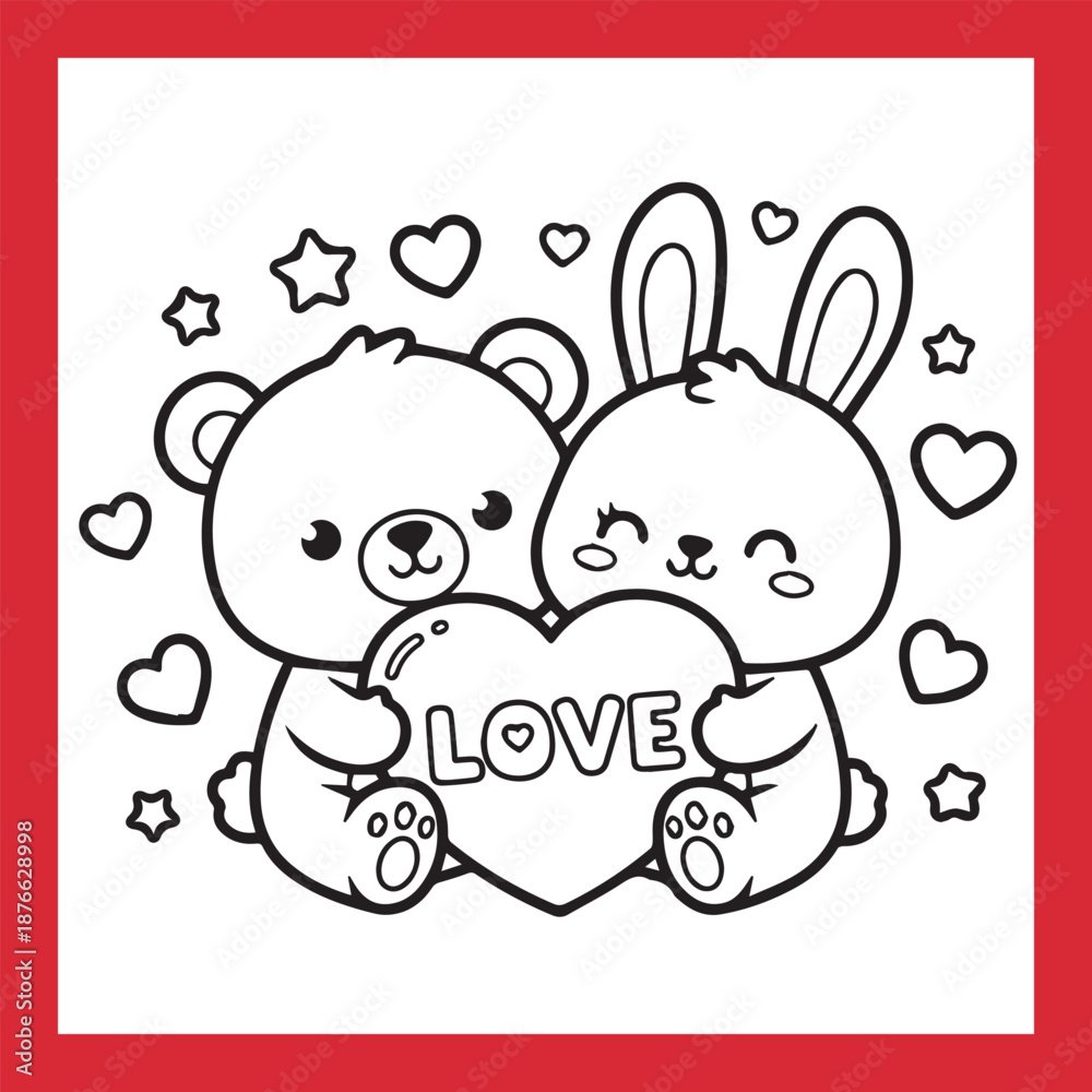 Fototapeta premium Bold-Easy Valentine's Day Coloring Pages