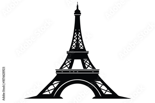 Historical Monument Eiffel Tower Silhouette Graphic for Educational and Travel Media