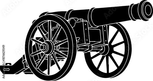 Old War Cannon silhouette vector illustration