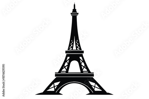 European Vacation Landmark Eiffel Tower Silhouette Vector for Holiday and Leisure Marketing