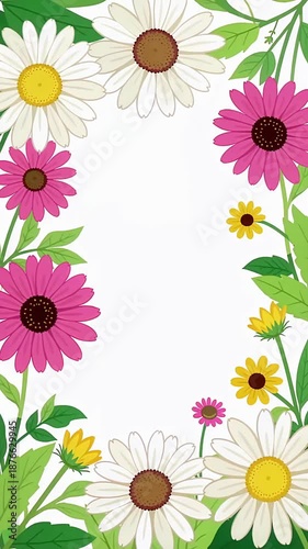 Colorful Daisy Border Frame Video Montage With Floral Elements.