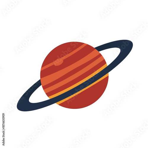 Stylized planet with rings, cosmic, space, astronomy, science, discovery, orbit