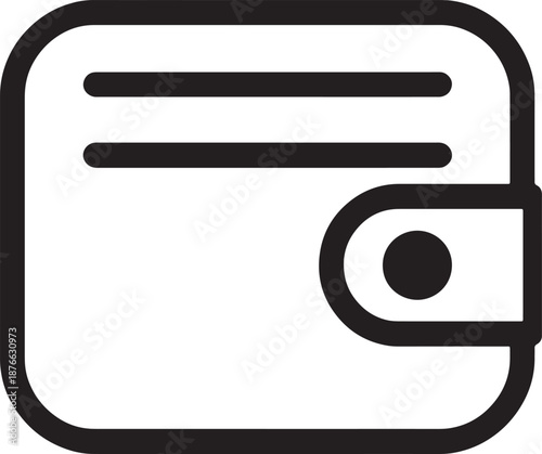 Outline Icon of a Closed Wallet with a Snap Closure and Horizontal Lines on a White Background money