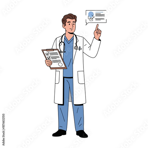 Doctor with Clipboard and Chat Bubble Icon