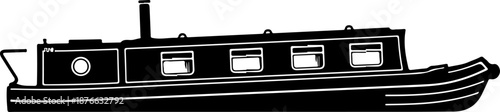 Narrowboat silhouette vector illustration