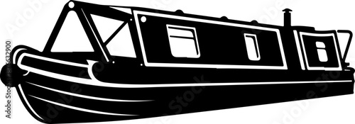 Narrowboat silhouette vector illustration