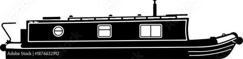Narrowboat silhouette vector illustration