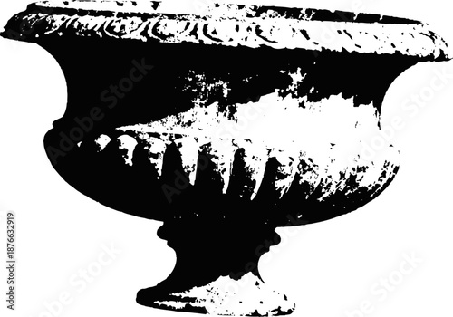 Antique decorative ceramic vase with ornate details and vintage worn texture