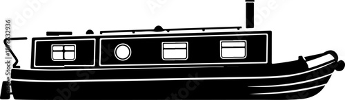 Narrowboat silhouette vector illustration