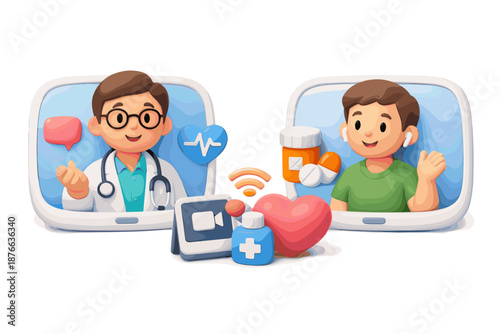 Doctor and patient connect online for virtual healthcare consultation and medical advice