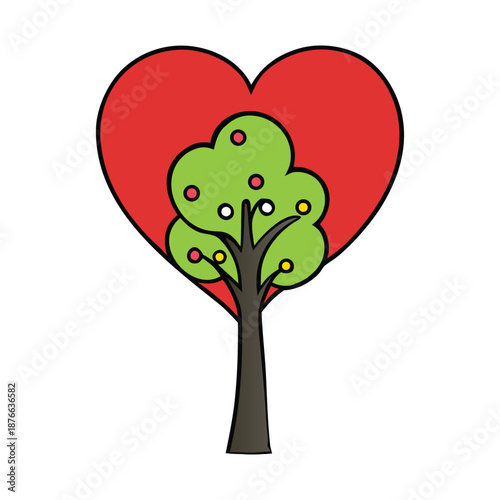 A heart-shaped tree blooms under soft light, its branches whispering love as two souls stand close, wrapped in warmth, romance, and a promise that grows stronger every day forever.
