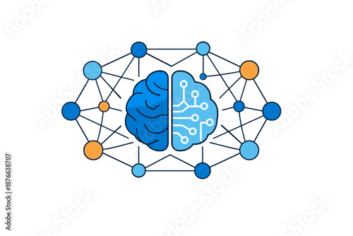 Digital brain with network connections representing artificial intelligence and neural networks