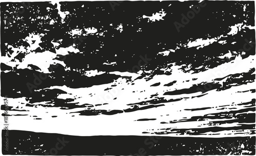 Abstract black and white grunge texture with rough, distressed horizontal streaks and high contrast