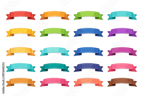 Collection of colorful cartoon ribbons and banners for design elements