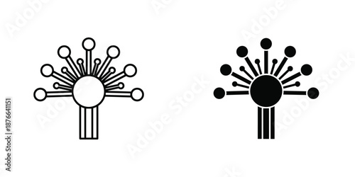 Minimalist Sun and Dandelion Silhouettes