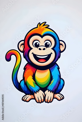Colorful cartoon monkey illustration
