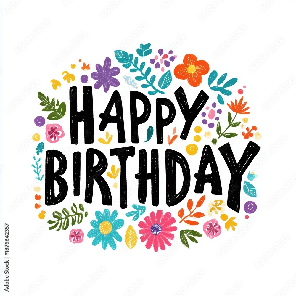 Obraz premium Joyful Floral Happy Birthday Design for Celebrations