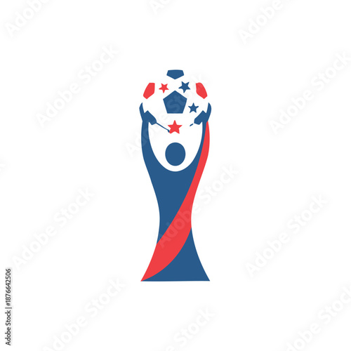 Modern football trophy illustration inspired by World Cup 2026, stylized minimalist vector design