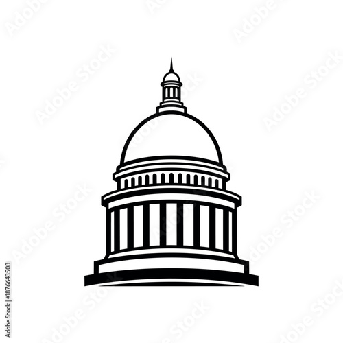 Capitol Building Dome Outline Illustration.