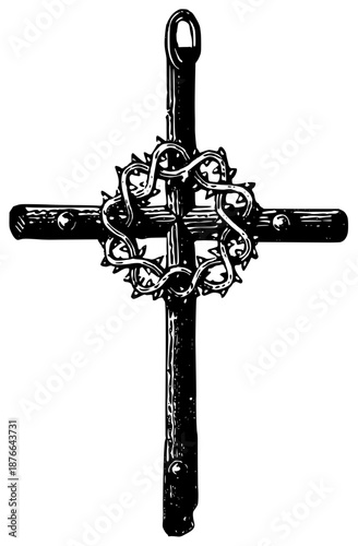 Illustration of a Cross with Thorns