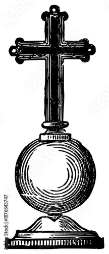 Illustration of a decorative cross on a pedestal