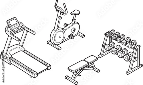 A fitness illustration showcasing essential workout equipment to promote health and physical wellness. 