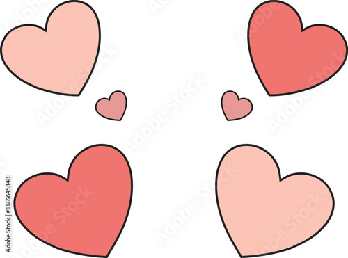 Symmetrical Floating Hearts Drawing Valentine Background