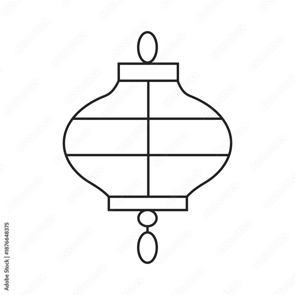 Obraz premium Chinese lantern icon for Lunar New Year, cultural festival, and traditional celebration design. Minimal line style, vector illustration