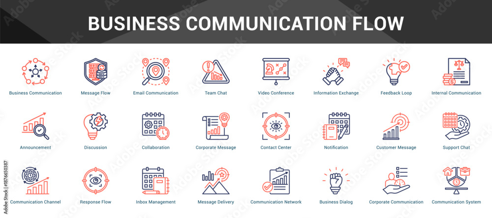 © kondesign - Business Communication Flow Cohesive set of minimalist vector icons representing key ideas with visual clarity © kondesign - Business Communication Flow Cohesive set of minimalist vector icons representing key ideas with visual clarity