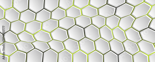 White 3d hexagonal technology vector abstract background. Blue bright energy flashes under hexagon in modern technology futuristic background vector illustration.