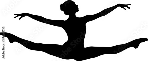 Ballet Dancer Silhouette Performing Dynamic Split Jump Icon