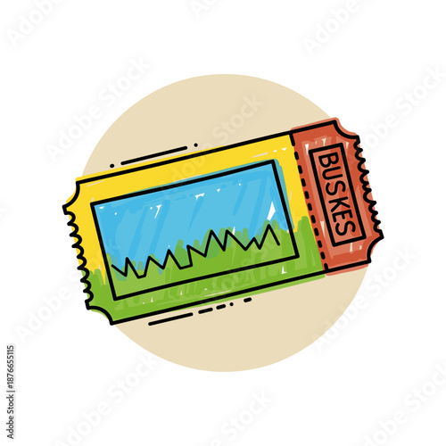 bus ticket vector illustration in minimalist flat style on white background. Used for travel, transportation and commuting