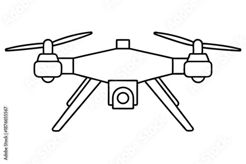 Small Racing Drone Silhouette Vector Illustration in Black and White for FPV Hobby and Competitive Flight Technology Design