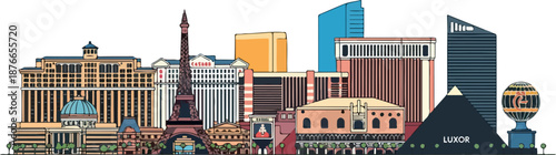 Las Vegas Skyline Vector Illustration Vibrant Cityscape Art
