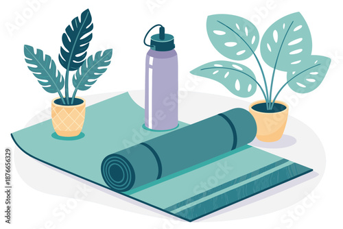 Yoga Flow Trendy Health Studio Illus