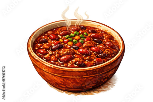 Delicious Chili Bowl with transparent background for website and apps.