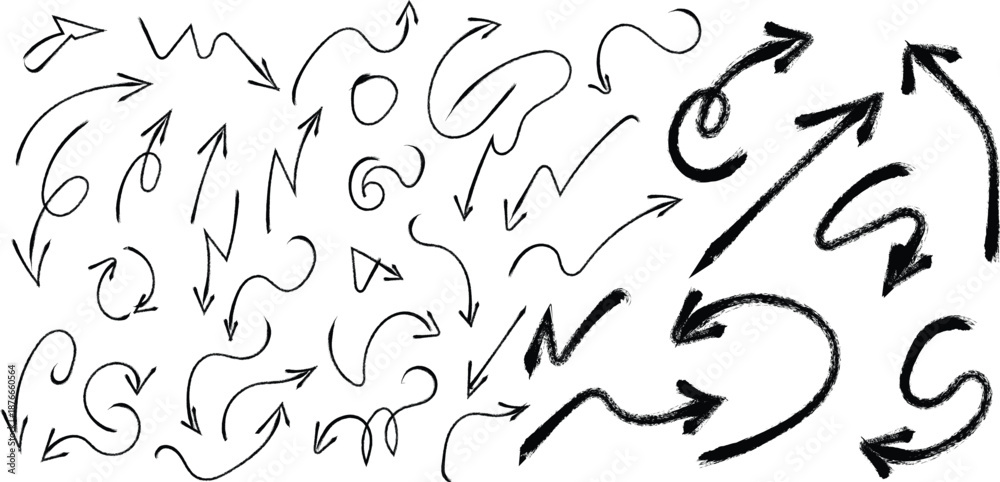 Fototapeta premium A collection of abstract black arrows on a white background