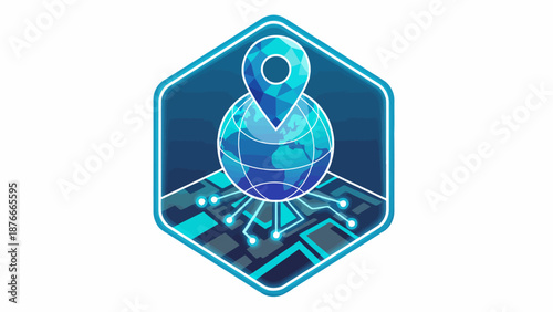 Vector illustration of a 3d yoga meditation symbol design on a blue background concept for web internet network sign icon