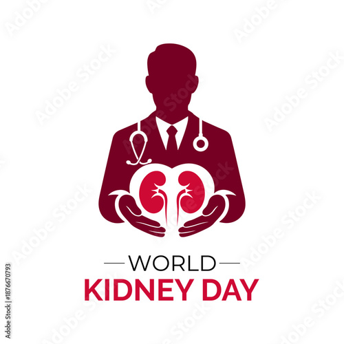World Kidney Day Vector illustration. Hospital kidney care doctors with stethoscopes, leading the fight against kidney diseases. Banner poster, flyer and background design template.