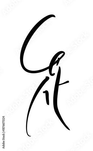 漢字「花」の筆文字イラスト 白背景｜書道、和風デザイン、文字素材