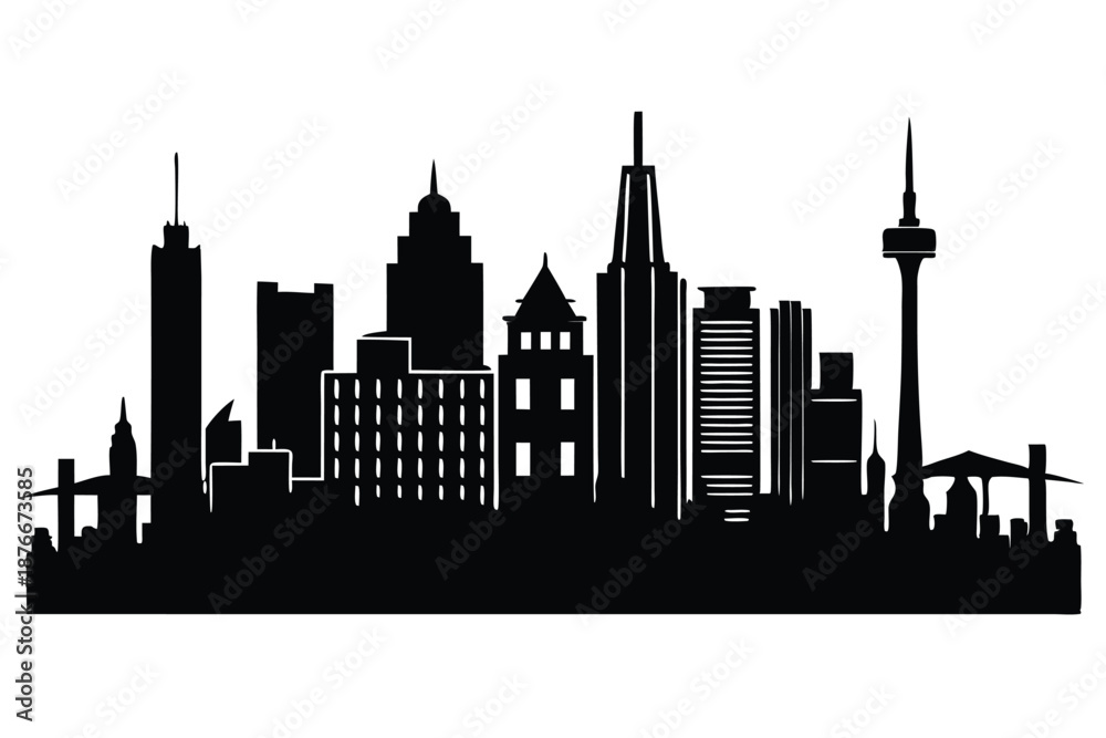 Obraz premium Metropolitan City Landscape Silhouette Isolated Vector Art
