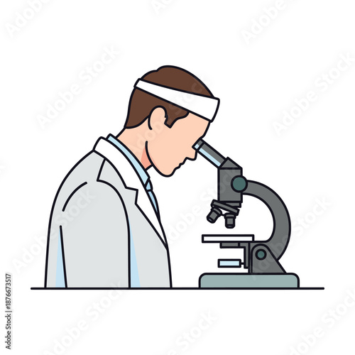 Professional Medical Researcher Conducting Experiment Vector.