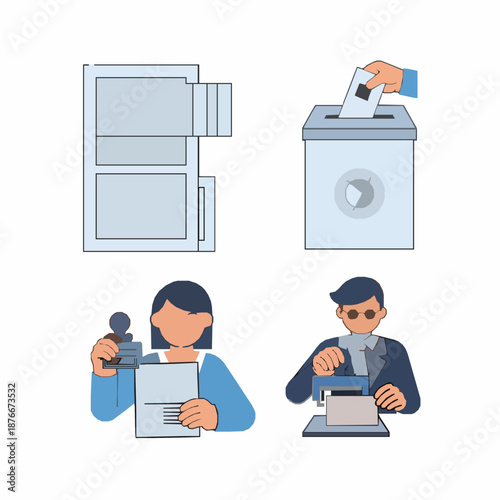 Iran election ballot and casting vector illustration with flat voting elements isolated on white