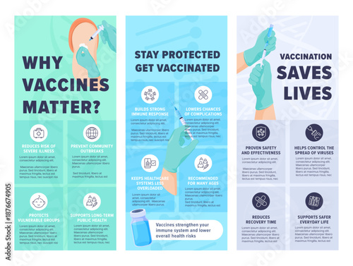 Flyers explaining the benefits of vaccines. The leaflets explain how vaccines build immunity and reduce health risks, and also provide vaccination instructions.
