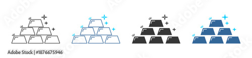 gold ingot, icon set multiple style collection	