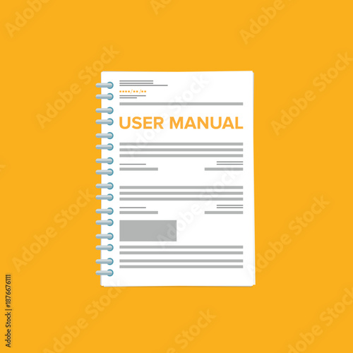 User manual guide book, guidance manual instruction textbook, specification user tutorial document	